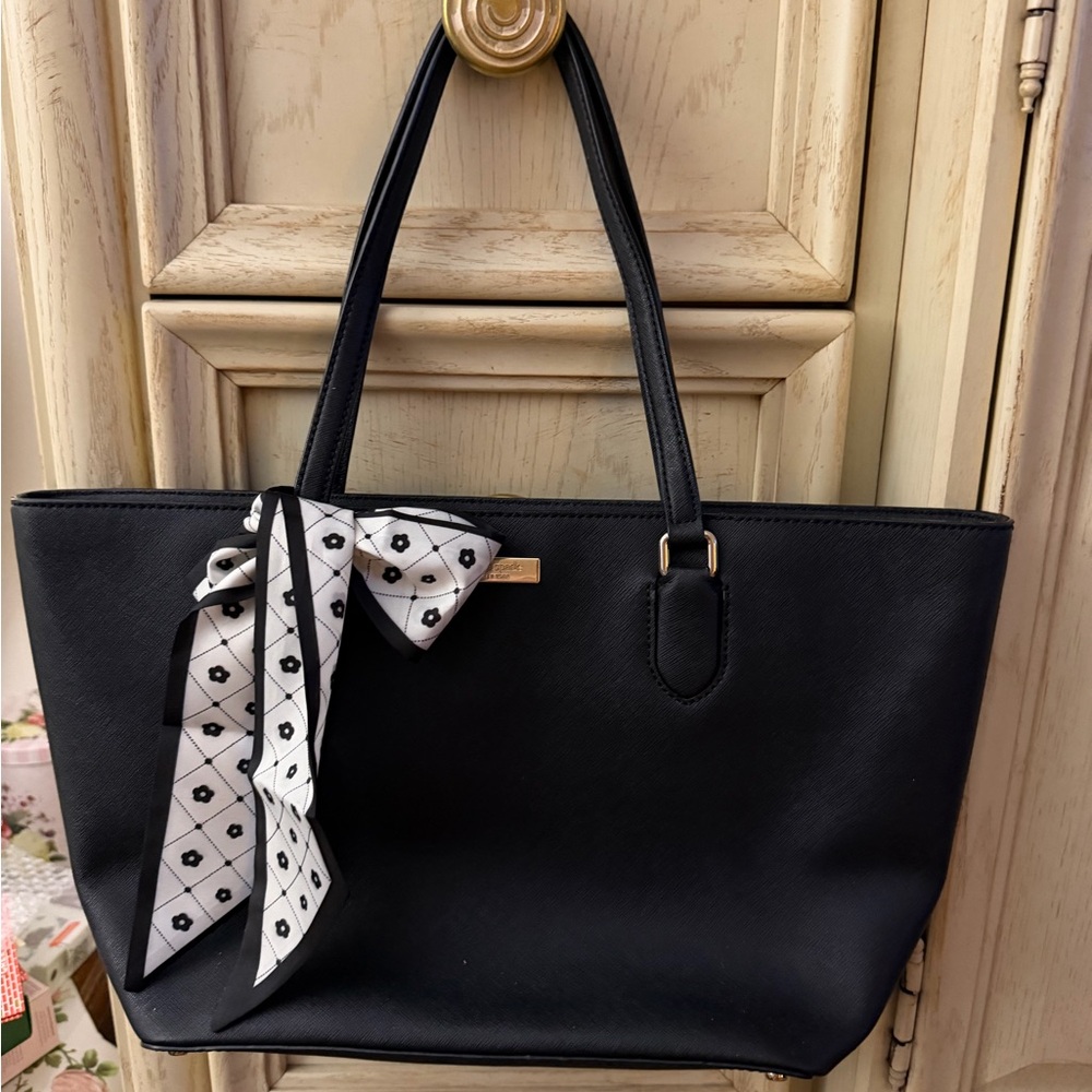 Kate Spade Black Tote with Patterned Bow